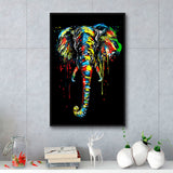 Elephant Water Colors Black Background Framed Canvas Prints Wall Art Decor - Painting Canvas, Floating Frame, Framed Picture
