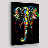 Elephant Water Colors Black Background Canvas Prints Wall Art Decor - Painting Canvas, Home Decor, Art Print, Art For Sale