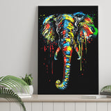 Elephant Water Colors Black Background Canvas Prints Wall Art Decor - Painting Canvas, Home Decor, Art Print, Art For Sale