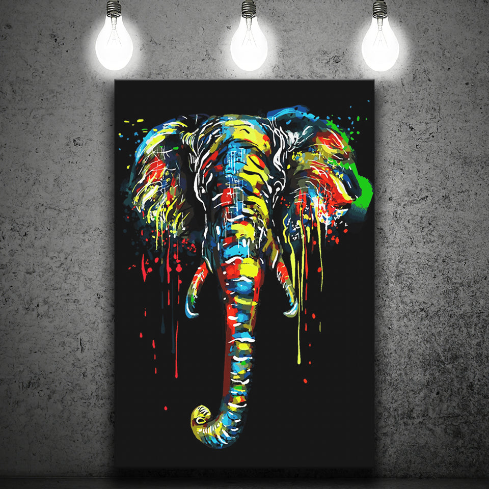 Elephant Water Colors Black Background Canvas Prints Wall Art Decor - –  UnixCanvas