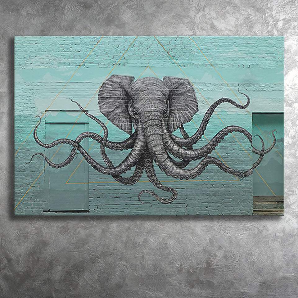 Blue Gray Elephant Wall Decor, Elephant Print, Canvas Print