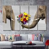 Elephants Love 5 Pieces B Canvas Prints Wall Art - Painting Canvas,Wall Decor, Multi Panel,5 Panels