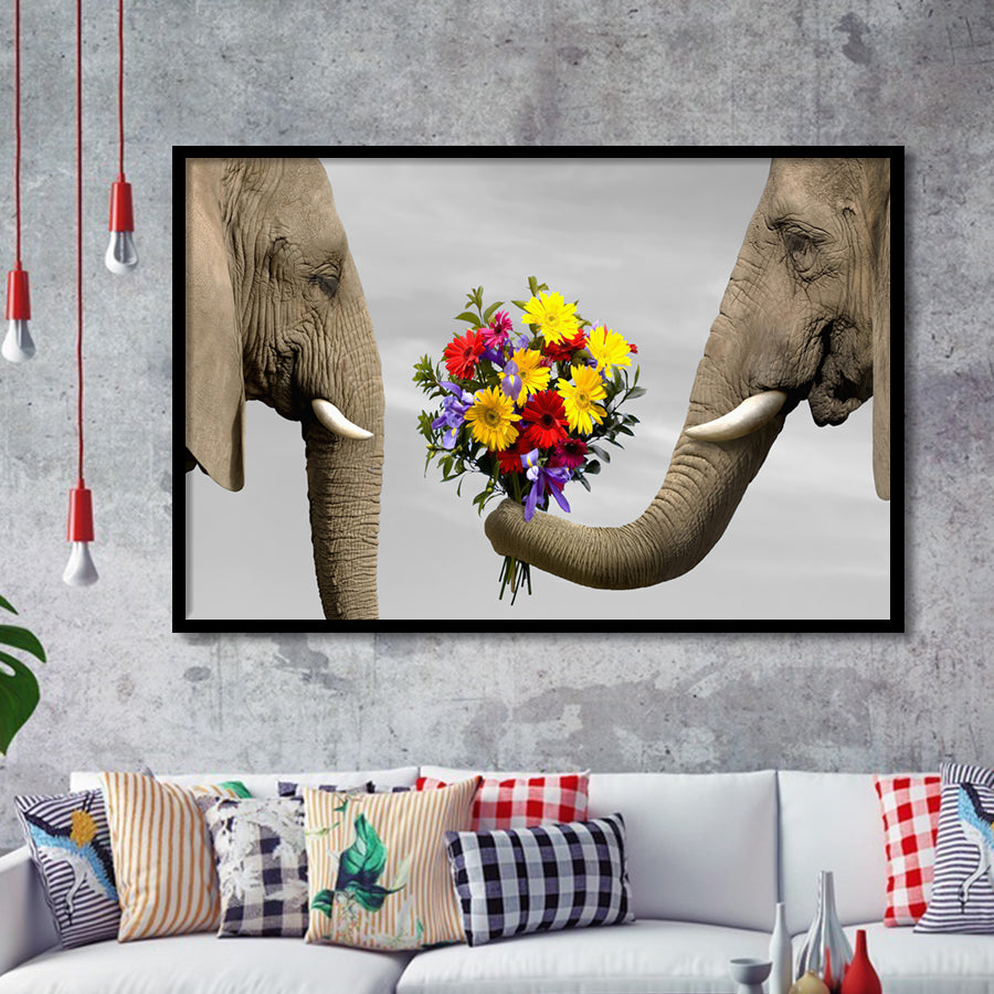 Elephants Love Framed Art Prints Wall Decor - Painting Prints,Wall Art, Framed Picture,For Sale