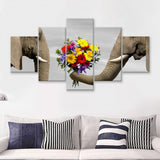 Elephants Love 5 Pieces Canvas Prints Wall Art - Painting Canvas,Wall Decor, Multi Panel,5 Panels