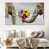 Elephants Love 5 Pieces B Canvas Prints Wall Art - Painting Canvas,Wall Decor, Multi Panel,5 Panels