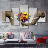 Elephants Love 5 Pieces Canvas Prints Wall Art - Painting Canvas,Wall Decor, Multi Panel,5 Panels