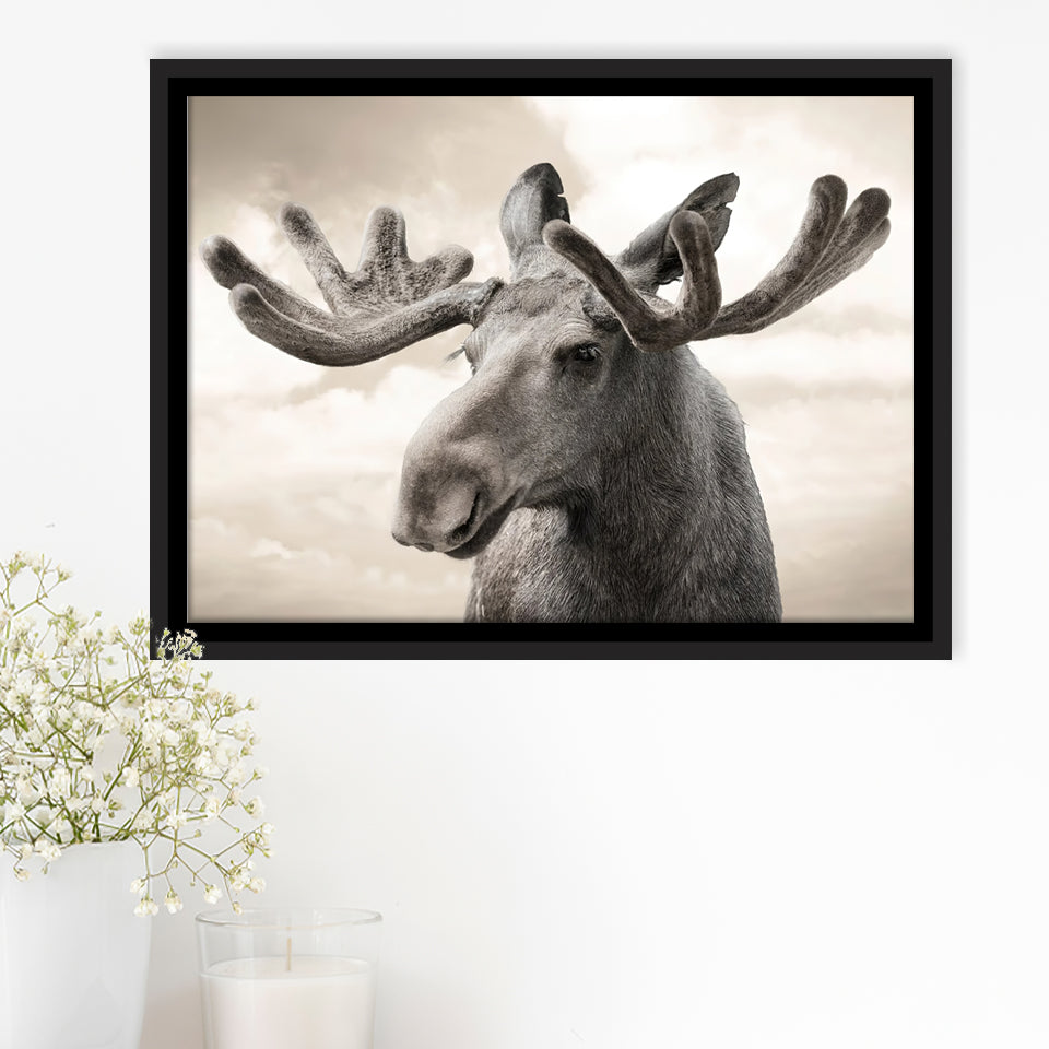 Elk Canvas Photo Print Framed Canvas Prints Wall Art - Painting Canvas, Floating Frame, Wall Decor