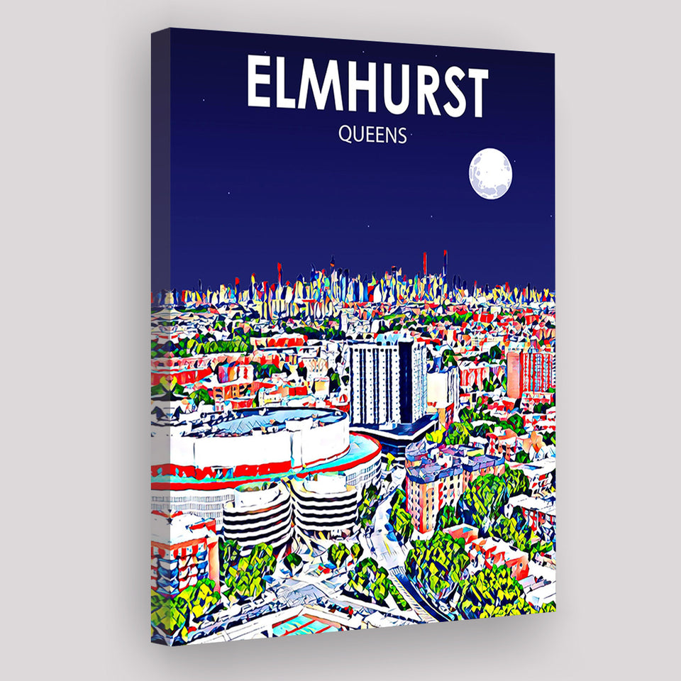 Elmhurst Queens Art Night Landscape ,City Art Print, Large Canvas, Canvas Print Wall Art Home Decor