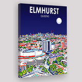 Elmhurst Queens Art Night Landscape ,City Art Print, Large Canvas, Canvas Print Wall Art Home Decor