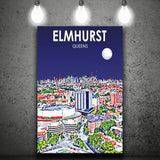 Elmhurst Queens Art Night Landscape ,City Art Print, Large Canvas, Canvas Print Wall Art Home Decor