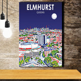 Elmhurst Queens Art Night Landscape ,City Art Print, Large Canvas, Canvas Print Wall Art Home Decor