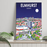 Elmhurst Queens Art Night Landscape ,City Art Print, Large Canvas, Canvas Print Wall Art Home Decor