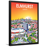 Elmhurst Queens Art Sunset Landscape, City Art Print, Framed Art Print Wall Art Home Decor, Framed Picture