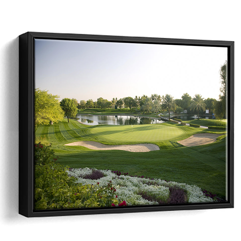 Emirates Gc (Majlis) Golf Courses At Dubai, United Arab Emirates,  Framed Canvas Prints Wall Art Decor, Floating Frame