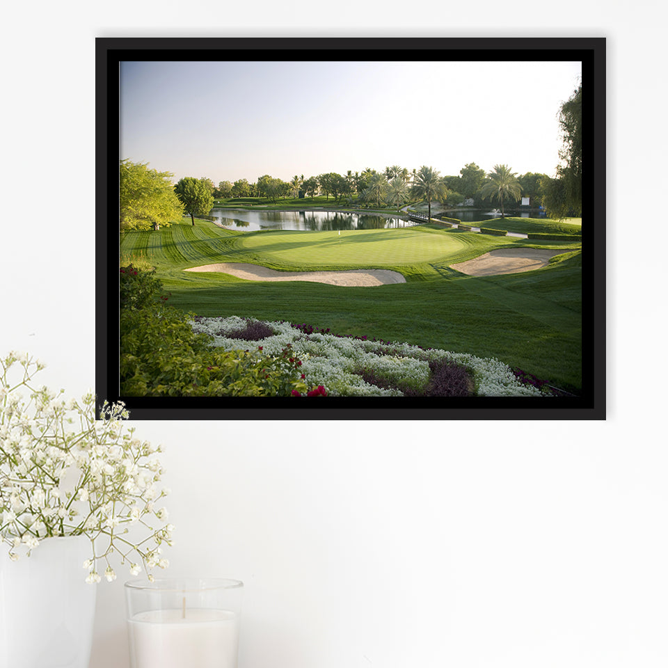 Emirates Gc (Majlis) Golf Courses At Dubai, United Arab Emirates,  Framed Canvas Prints Wall Art Decor, Floating Frame