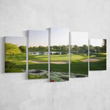 Emirates Gc (Majlis) Golf Courses At Dubai, United Arab Emirates, Golf Art Print, 5 Panels Canvas Prints Wall Art Decor