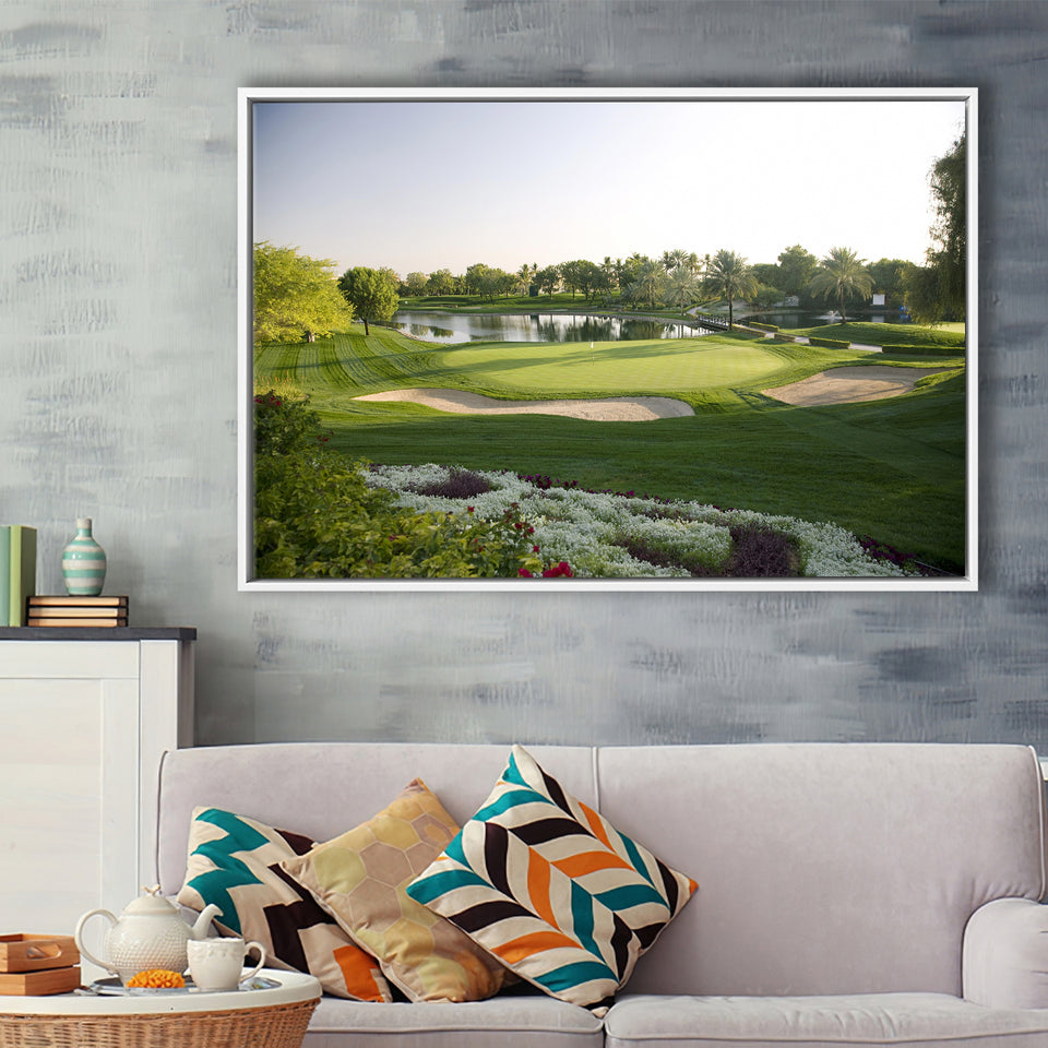 Emirates Gc (Majlis) Golf Courses At Dubai, United Arab Emirates,  Framed Canvas Prints Wall Art Decor, Floating Frame