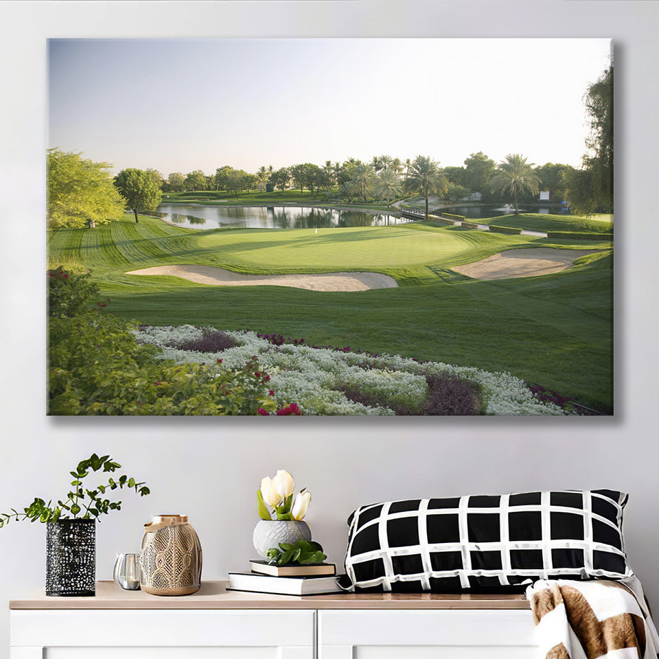 Emirates Gc (Majlis) Golf Courses At Dubai, United Arab Emirates, Golf Art Print, Golf Lover, Canvas Prints Wall Art Decor