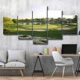 Emirates Gc (Majlis) Golf Courses At Dubai, United Arab Emirates, Golf Art Print, 5 Panels Canvas Prints Wall Art Decor