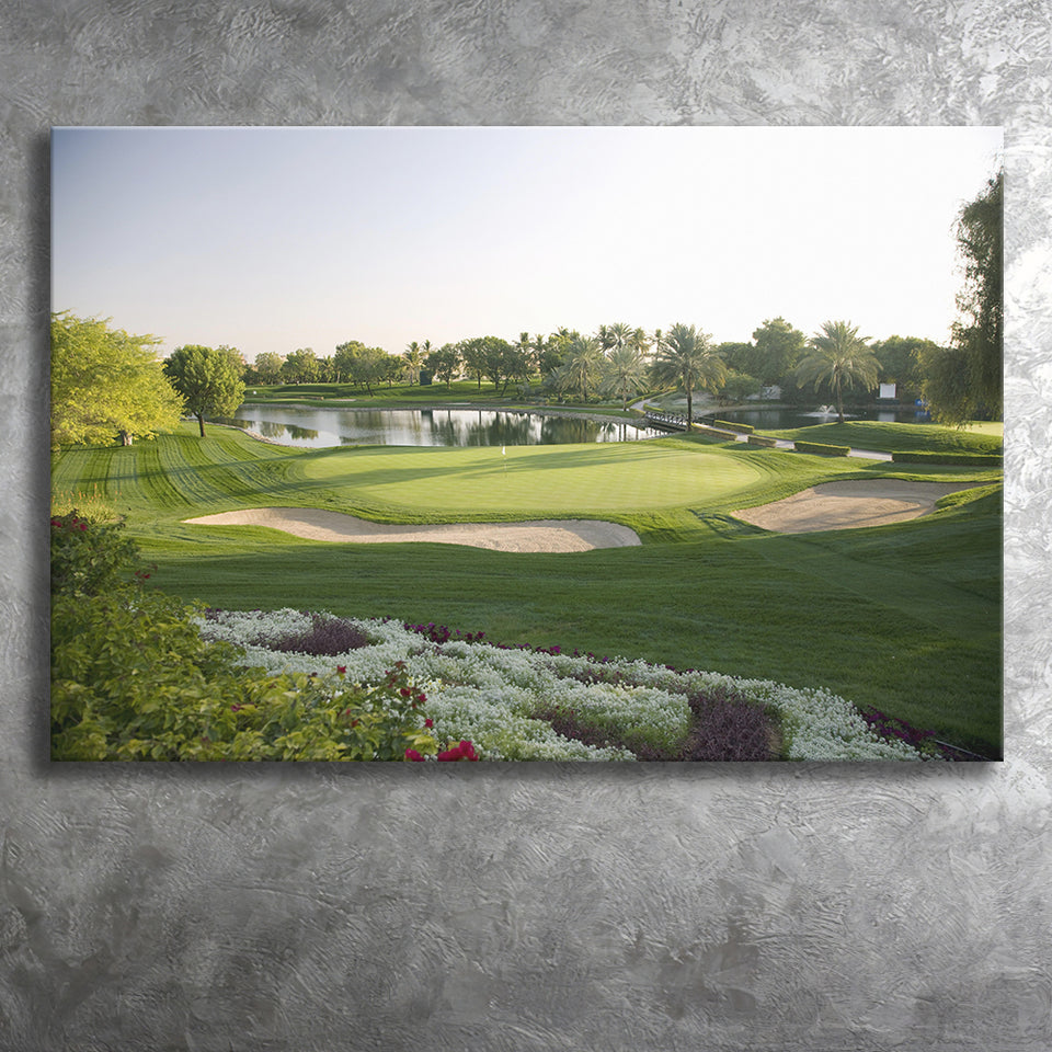 Emirates Gc (Majlis) Golf Courses At Dubai, United Arab Emirates, Golf Art Print, Golf Lover, Canvas Prints Wall Art Decor