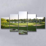 Emirates Gc (Majlis) Golf Courses At Dubai, United Arab Emirates, Golf Art Print, 5 Panels Canvas Prints Wall Art Decor