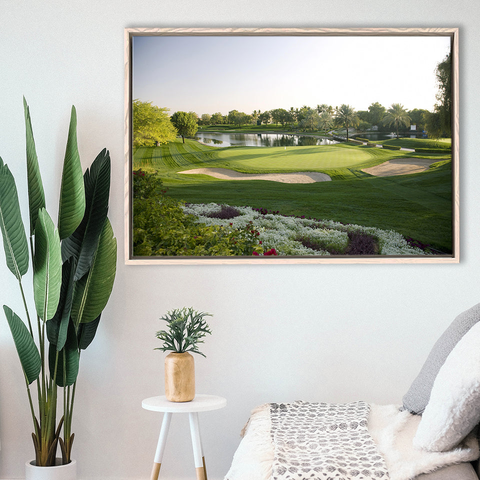 Emirates Gc (Majlis) Golf Courses At Dubai, United Arab Emirates,  Framed Canvas Prints Wall Art Decor, Floating Frame