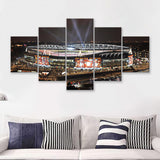 Emirates Stadium, English Football Stadium At Night 5 Pieces Canvas Prints Wall Art - Painting Canvas, Multi Panel, Fan Gift