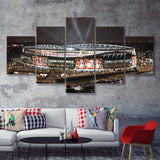 Emirates Stadium, English Football Stadium At Night 5 Pieces Canvas Prints Wall Art - Painting Canvas, Multi Panel, Fan Gift