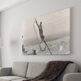 Empire State Building Black And White Print, Steel Worker Vintage Canvas Prints Wall Art Home Decor