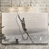 Empire State Building Black And White Print, Steel Worker Vintage Canvas Prints Wall Art Home Decor