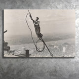 Empire State Building Black And White Print, Steel Worker Vintage Canvas Prints Wall Art Home Decor