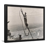 Empire State Building Black And White Print, Steel Worker Vintage Framed Art Prints, Wall Art,Home Decor,Framed Picture