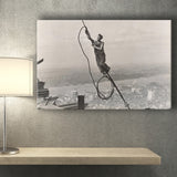 Empire State Building Black And White Print, Steel Worker Vintage Canvas Prints Wall Art Home Decor