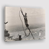Empire State Building Black And White Print, Steel Worker Vintage Canvas Prints Wall Art Home Decor