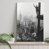 Empire State Building Steel Worker Vintage Photo Black And White Print Canvas Prints Wall Art Home Decor