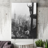 Empire State Building Steel Worker Vintage Photo Black And White Print Canvas Prints Wall Art Home Decor