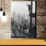Empire State Building Steel Worker Vintage Photo Black And White Print Canvas Prints Wall Art Home Decor