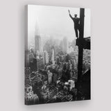 Empire State Building Steel Worker Vintage Photo Black And White Print Canvas Prints Wall Art Home Decor