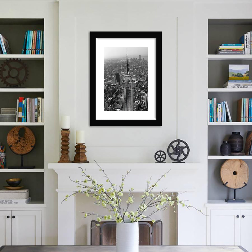 Empire State Building (New York City)-Black and white Art, Art Print, Plexiglass Cover