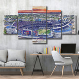 Empower Field Broncos Stadium Watercolor, 5 Pieces, Multi Panel Canvas Prints Wall Art Decor