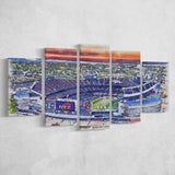 Empower Field Broncos Stadium Watercolor, 5 Pieces, Multi Panel Canvas Prints Wall Art Decor