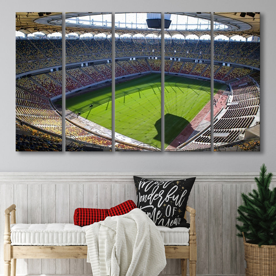 Empty Bucharest Stadium, Stadium Canvas, Sport Art, Gift for him, Multi Panels B, Canvas Prints Wall Art Decor