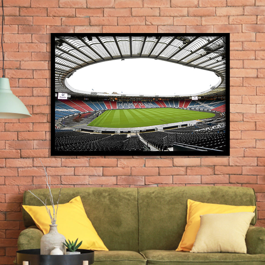 Empty Hampden Park, Stadium Canvas, Sport Art, Gift for him, Framed Art Prints Wall Art Decor, Framed Picture