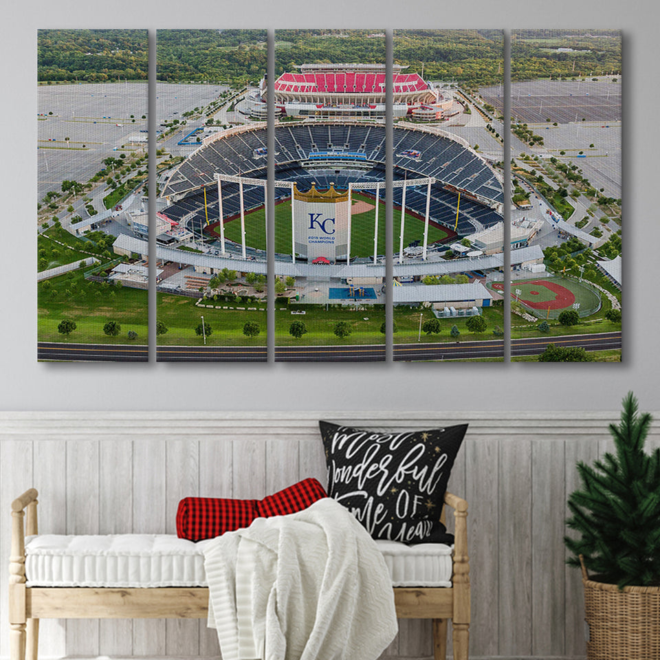 Empty Kauffman Stadium, Stadium Canvas, Sport Art, Gift for him, Multi Panels B, Canvas Prints Wall Art Decor