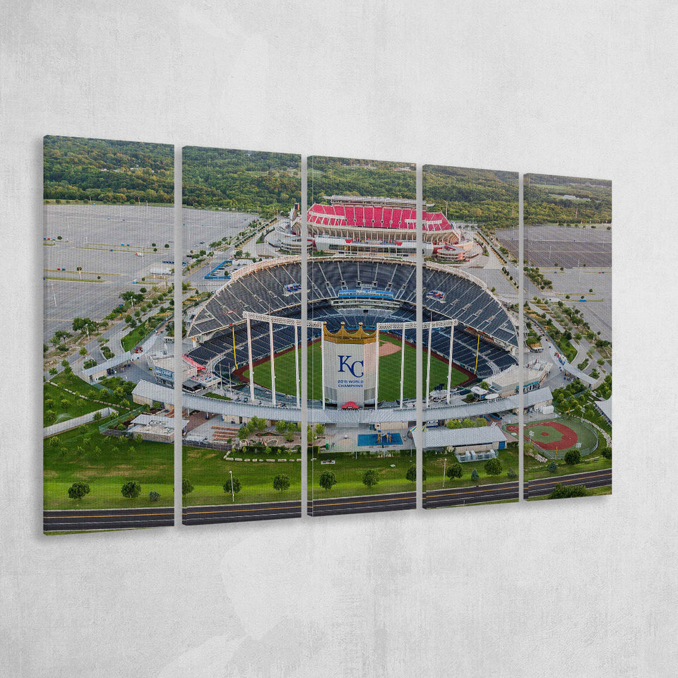 Empty Kauffman Stadium, Stadium Canvas, Sport Art, Gift for him, Multi Panels B, Canvas Prints Wall Art Decor