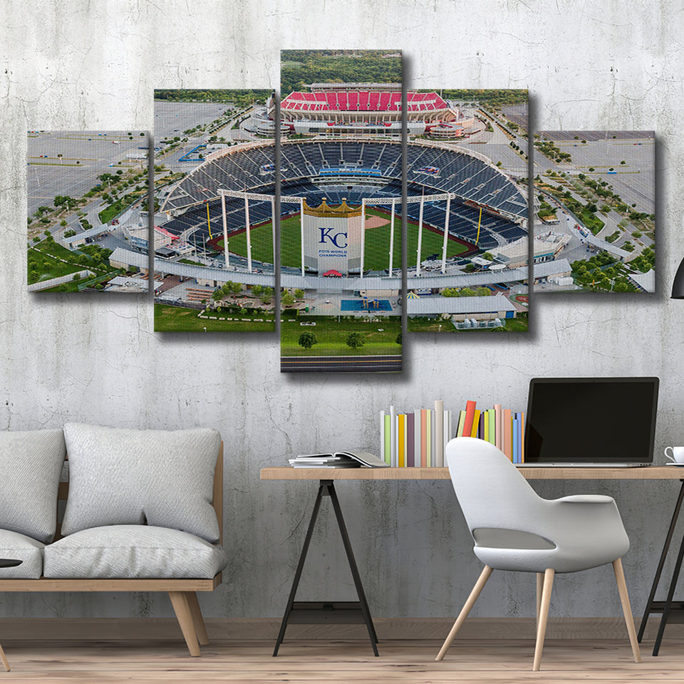 Empty Kauffman Stadium, Stadium Canvas, Sport Art, Large Canvas, Multi Panels, Canvas Prints Wall Art Decor