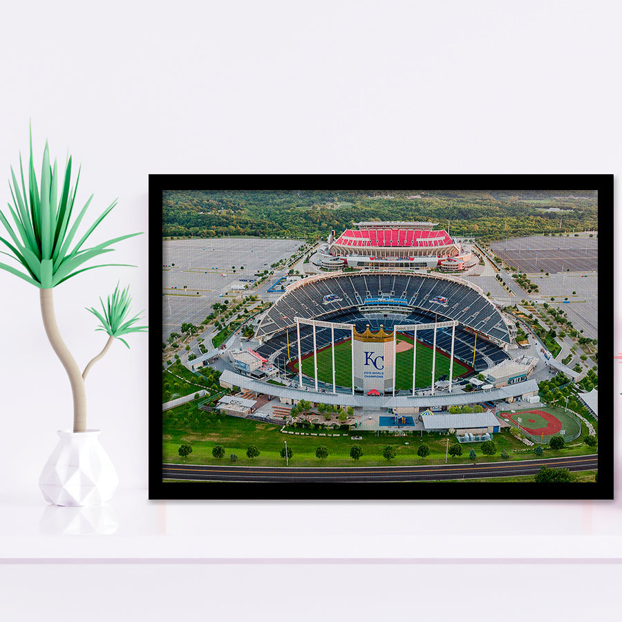 Empty Kauffman Stadium, Stadium Canvas, Sport Art, Gift for him, Framed Art Prints Wall Art Decor, Framed Picture