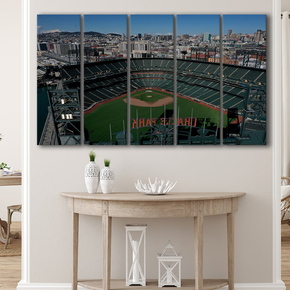 Empty Stadium of Oracle Park, Stadium Canvas, Sport Art, Gift for him, Multi Panels B, Canvas Prints Wall Art Decor