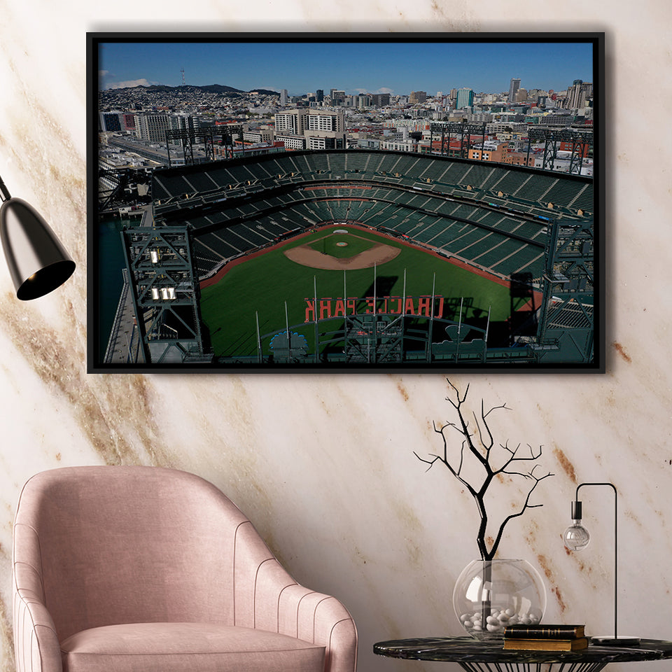 Empty Stadium of Oracle Park, Stadium Canvas, Sport Art, Gift for him, Framed Canvas Prints Wall Art Decor, Framed Picture