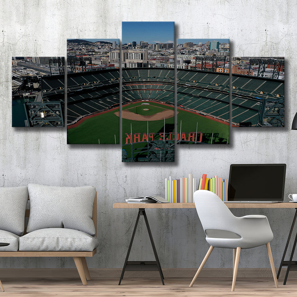 Empty Stadium of Oracle Park, Stadium Canvas, Sport Art, Large Canvas, Multi Panels, Canvas Prints Wall Art Decor